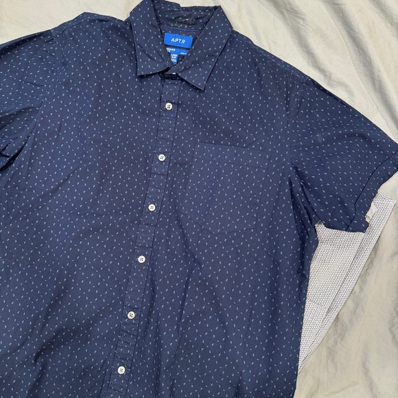 Men’s blue and white button down SLIM FIT shirts with patterns - Picture 4 of 11